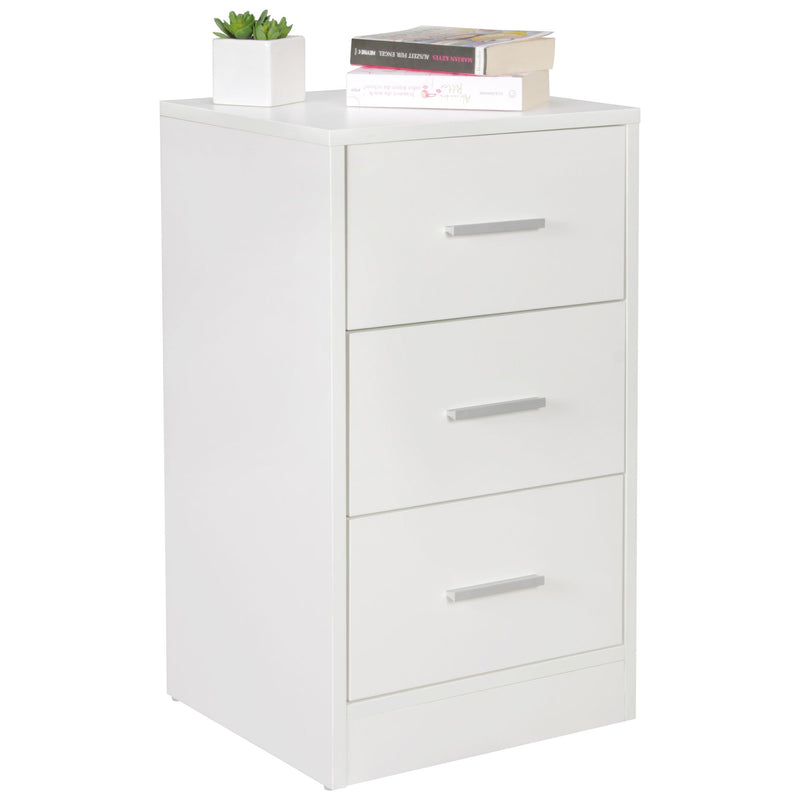 Nachtkonsole FOGGIA Holz 3 Schubladen Weiß Modern 37,5x68x35cm