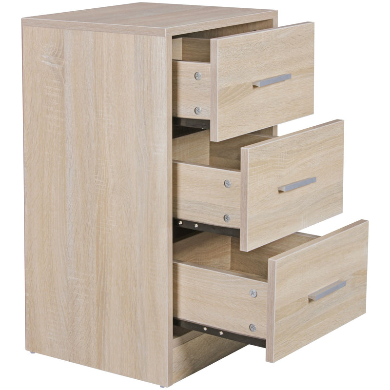 Nachtkonsole FOGGIA 3 Schubladen Holz Sonoma modern 37,5x68x35 cm