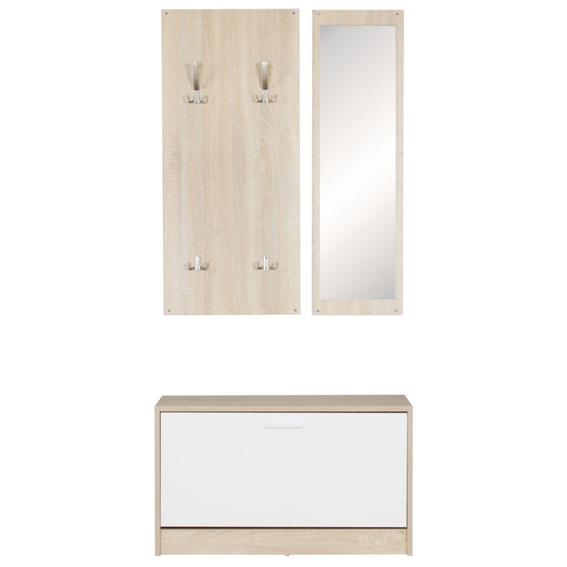 Garderobe Salerno mit Spiegel & Schuhschrank Spanplatte Sonoma Modern