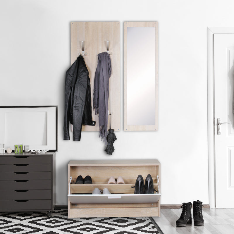 Garderobe Salerno mit Spiegel & Schuhschrank Spanplatte Sonoma Modern