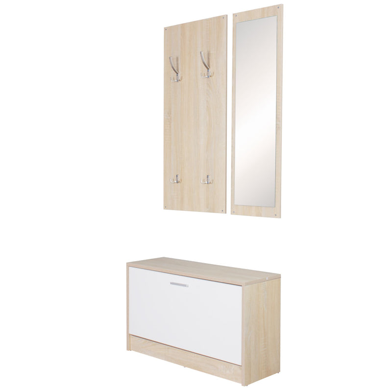 Garderobe Salerno mit Spiegel & Schuhschrank Spanplatte Sonoma Modern
