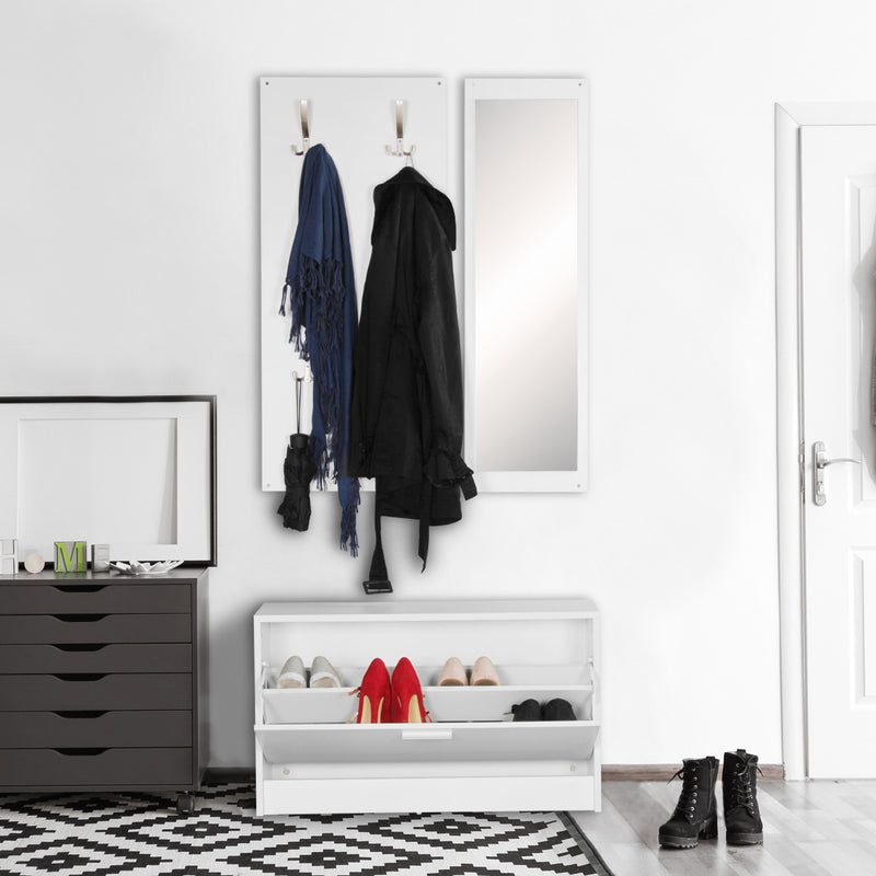 Garderobe Salerno Wandgarderobe Spiegel Schuhschrank Spanplatte Weiß