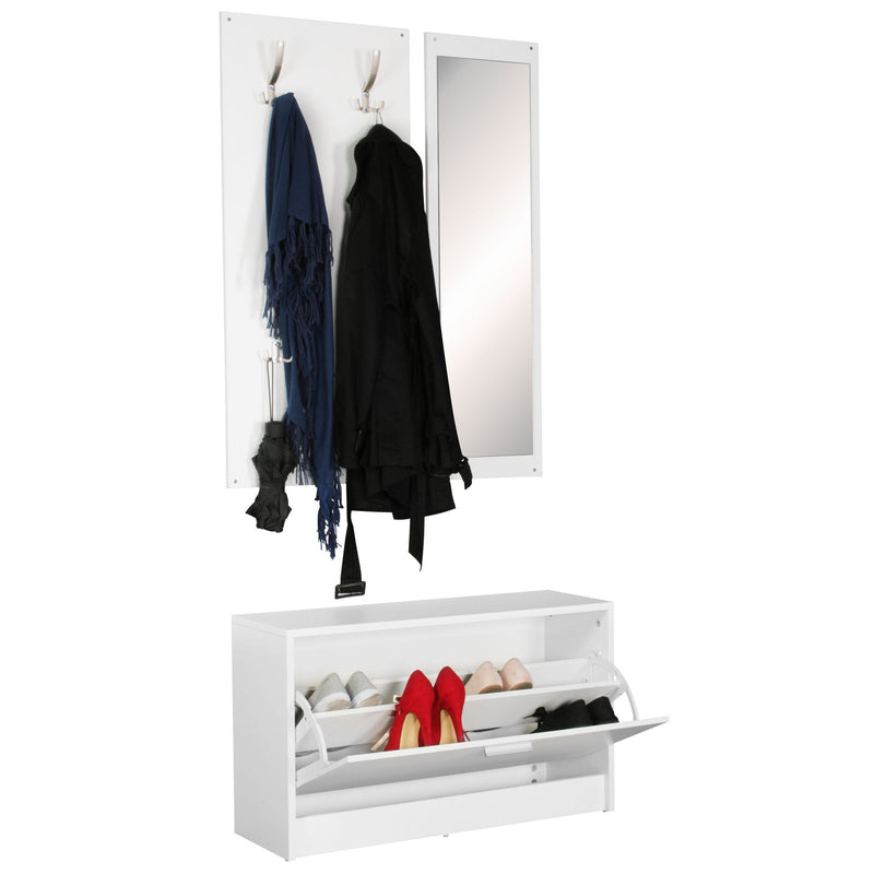 Garderobe Salerno Wandgarderobe Spiegel Schuhschrank Spanplatte Weiß