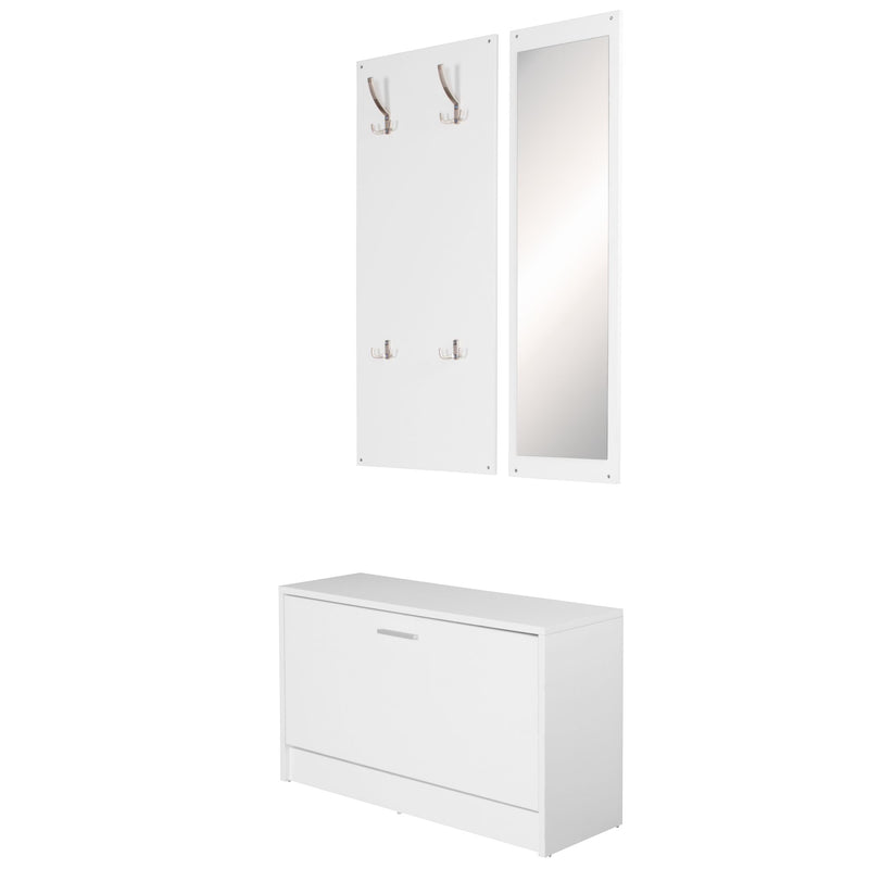Garderobe Salerno Wandgarderobe Spiegel Schuhschrank Spanplatte Weiß