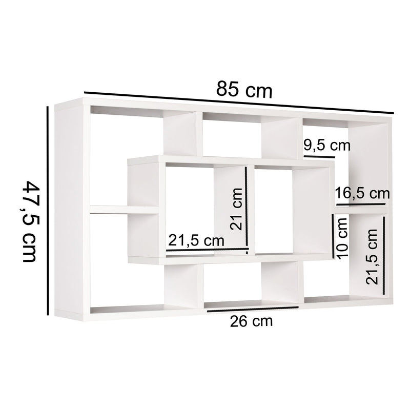 Wandregal PAOLA 85x47,5x16cm MDF Holz weiß modern freischwebend