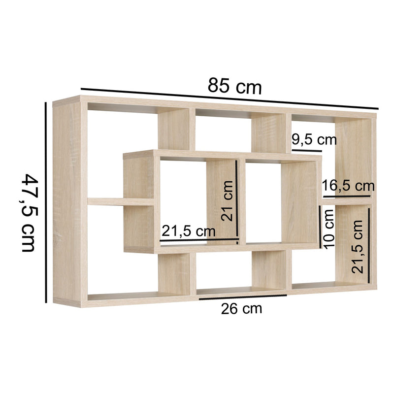 Wandregal PAOLA 85x47,5x16cm MDF Sonoma Holz modern freischwebend