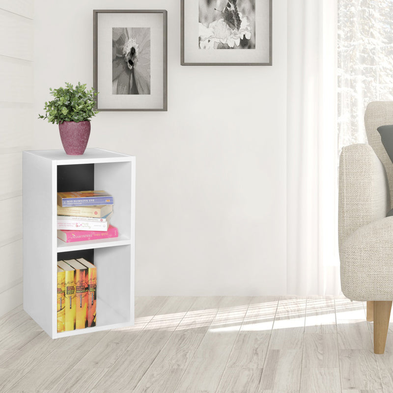 Regal WL5.178 Holz 30x60x30cm Modern Weiß Schwarz 2 Ablagefächer