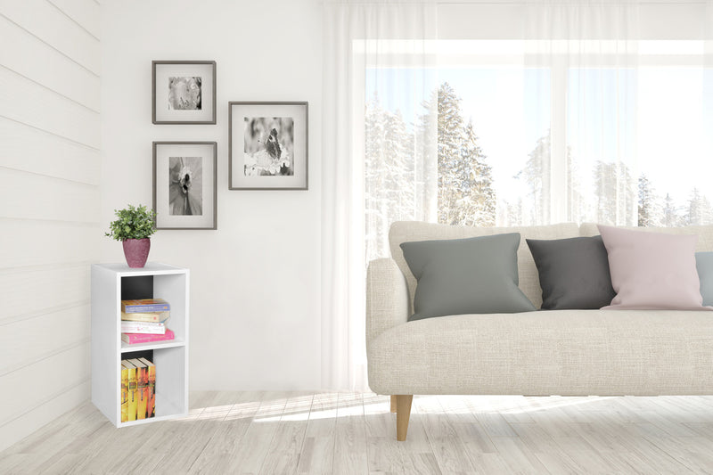 Regal WL5.178 Holz 30x60x30cm Modern Weiß Schwarz 2 Ablagefächer