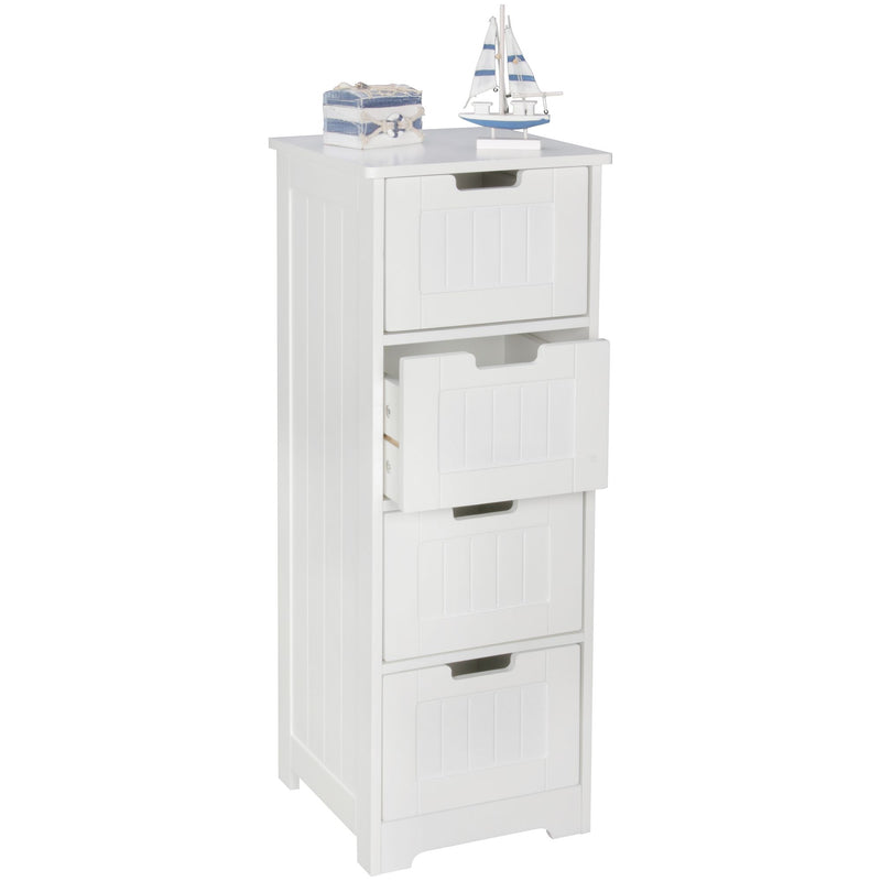 Badschrank Landhaus MDF 30x83x30cm weiß 4 Schubladen