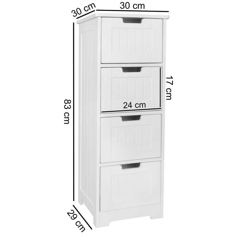 Badschrank Landhaus MDF 30x83x30cm weiß 4 Schubladen