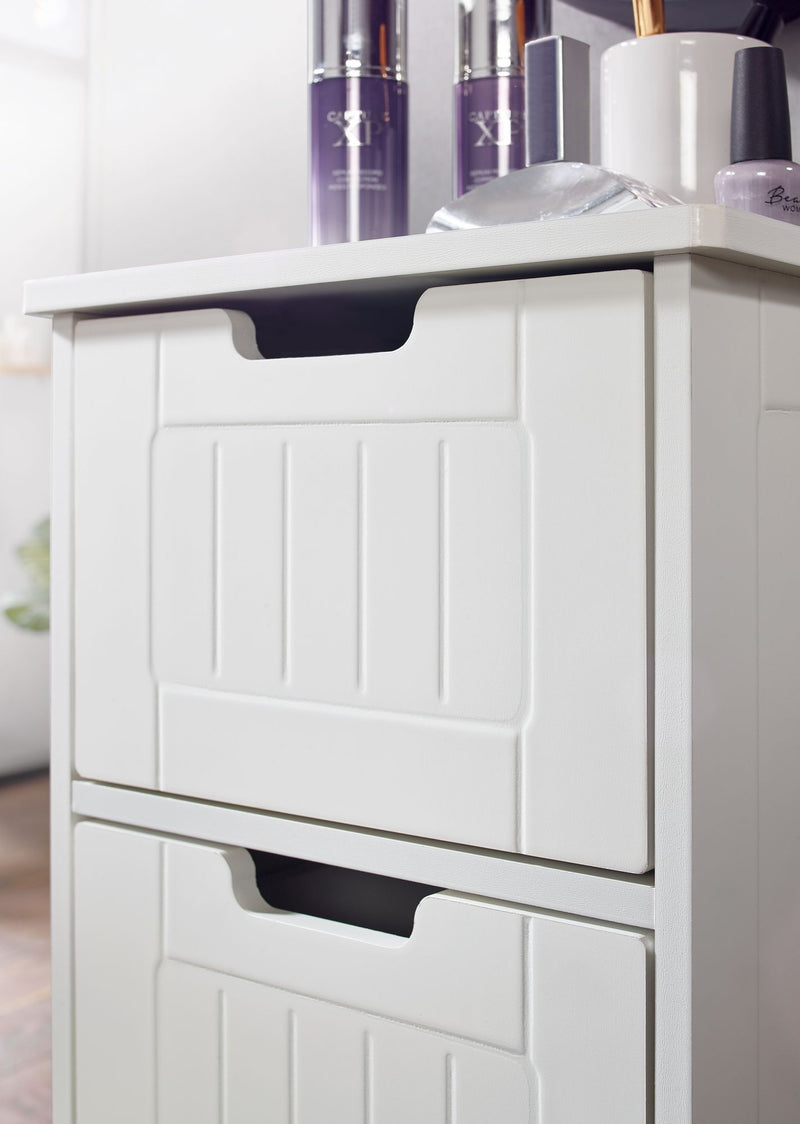 Badschrank Landhaus MDF 30x83x30cm weiß 4 Schubladen