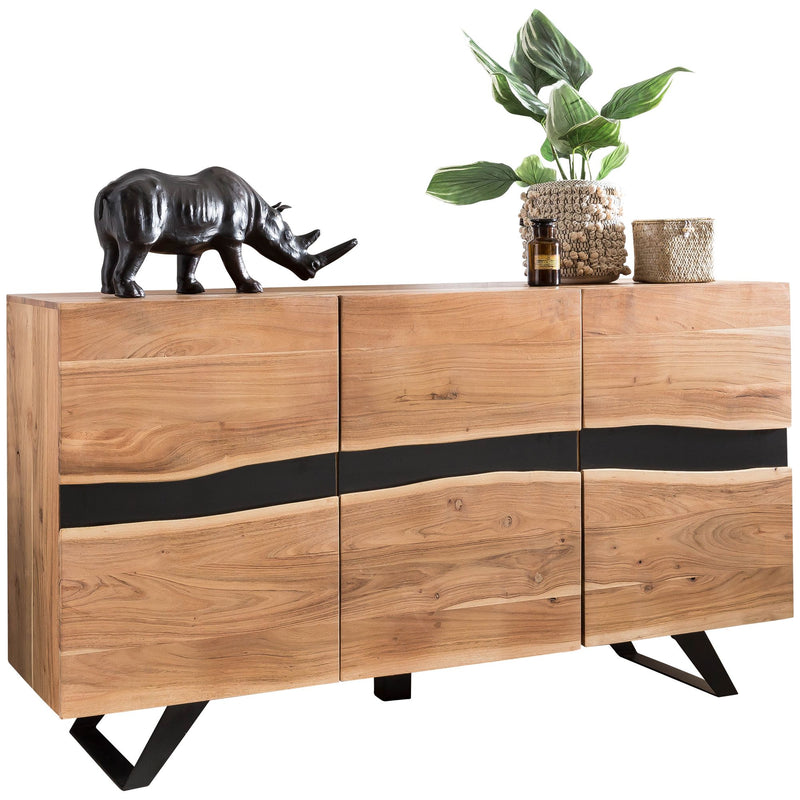 Sideboard Akazie Massivholz Baumkante Landhaus 3 Türen 148x85x43cm