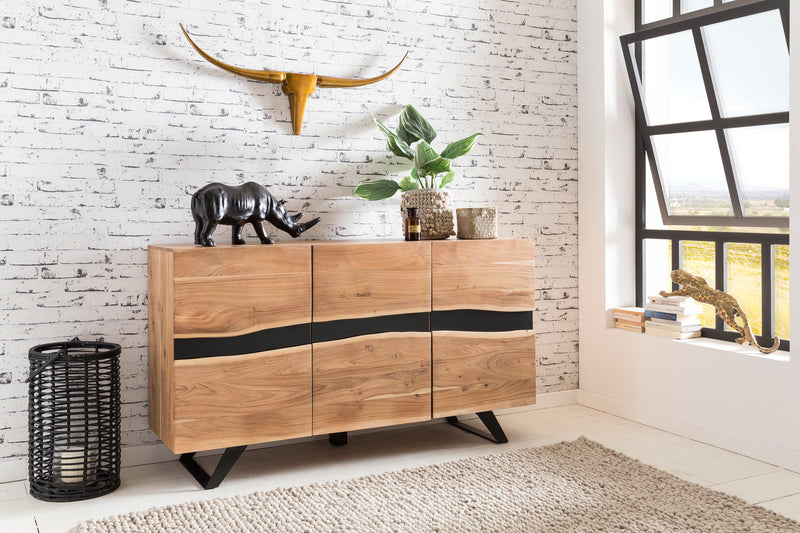 Sideboard Akazie Massivholz Baumkante Landhaus 3 Türen 148x85x43cm
