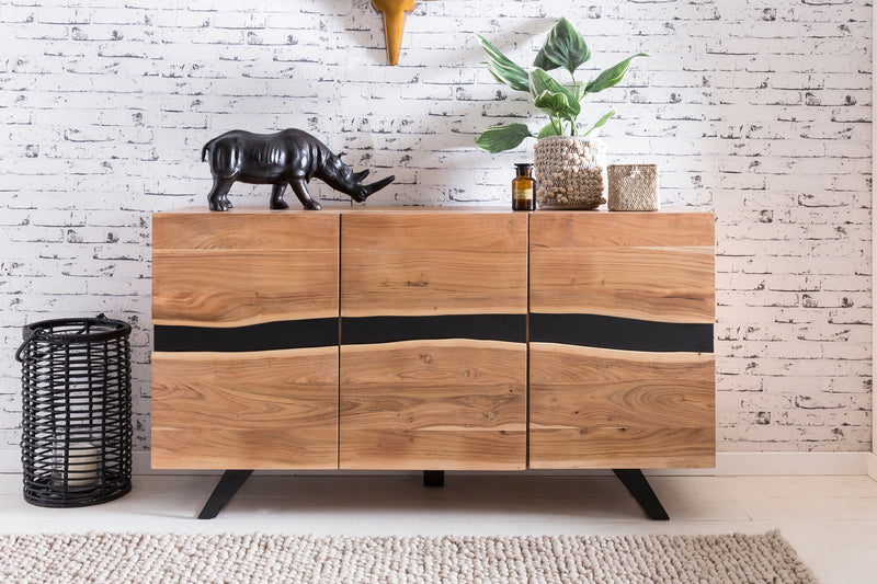 Sideboard Akazie Massivholz Baumkante Landhaus 3 Türen 148x85x43cm