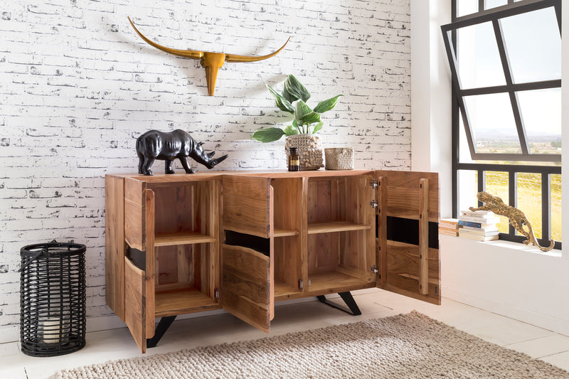 Sideboard Akazie Massivholz Baumkante Landhaus 3 Türen 148x85x43cm