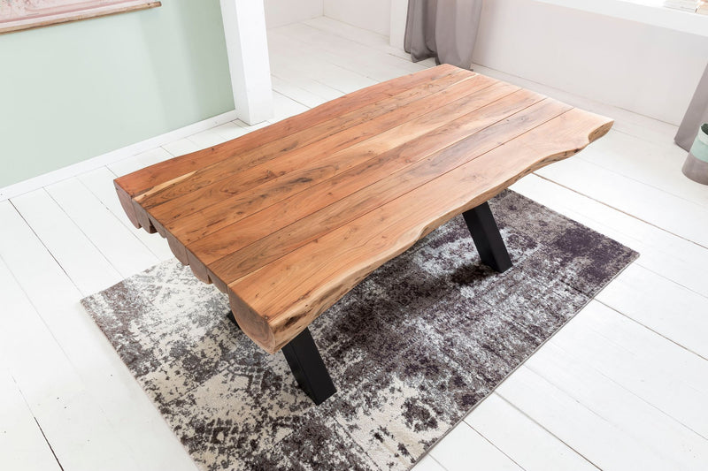 Esszimmertisch Akazie Vollholz 200x100 Landhausstil Baumstamm 8 Personen