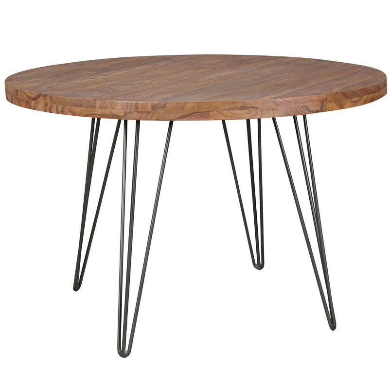 Esszimmertisch Bagli rund Ø120cm Sheesham Massivholz Landhaus braun