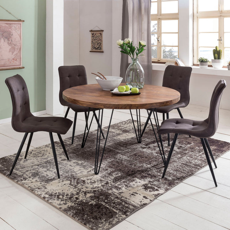 Esszimmertisch Bagli rund Ø120cm Sheesham Massivholz Landhaus braun