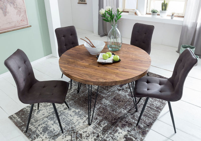 Esszimmertisch Bagli rund Ø120cm Sheesham Massivholz Landhaus braun