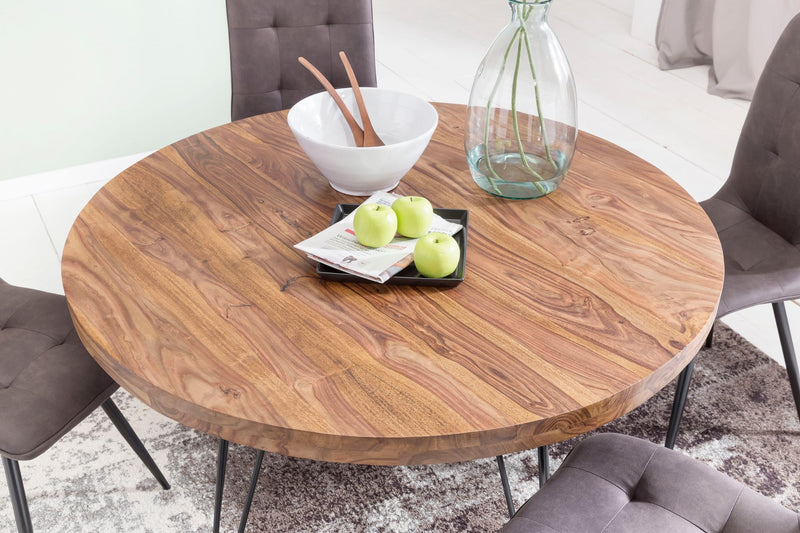Esszimmertisch Bagli rund Ø120cm Sheesham Massivholz Landhaus braun