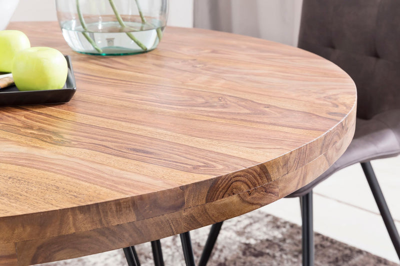 Esszimmertisch Bagli rund Ø120cm Sheesham Massivholz Landhaus braun