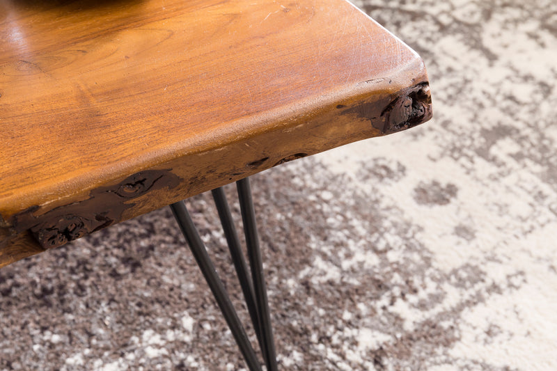 Couchtisch Sheesham Massivholz Baumkante Metallbeine Landhausstil