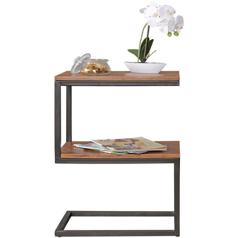 Beistelltisch Akola S-Form Sheesham Metall 45x60x30cm Landhausstil