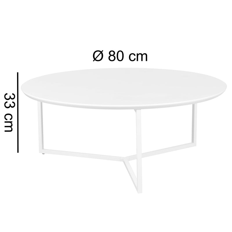 Couchtisch Design MDF Holz weiß matt Metallgestell ø 80cm rund modern