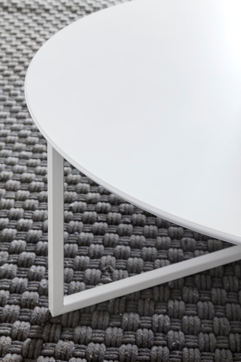Couchtisch Design MDF Holz weiß matt Metallgestell ø 80cm rund modern