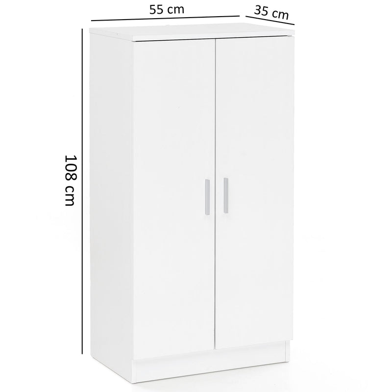Schuhschrank 2 Türen Weiß 55x108x35cm Holz Dielenschrank Garderobe