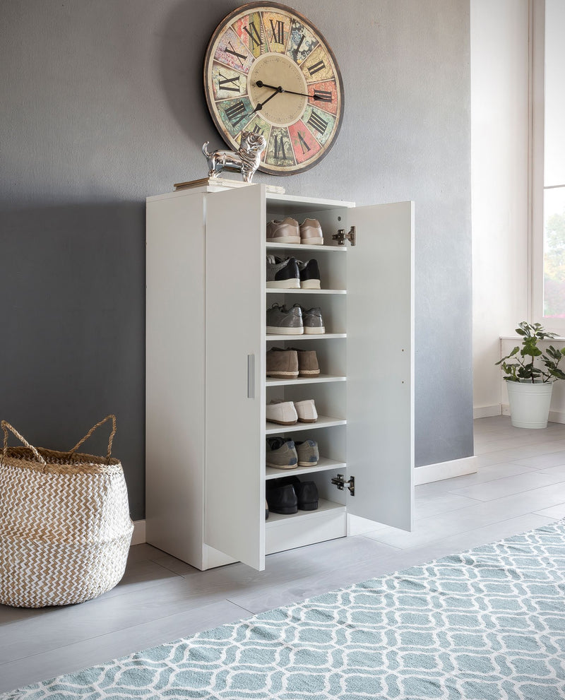 Schuhschrank 2 Türen Weiß 55x108x35cm Holz Dielenschrank Garderobe