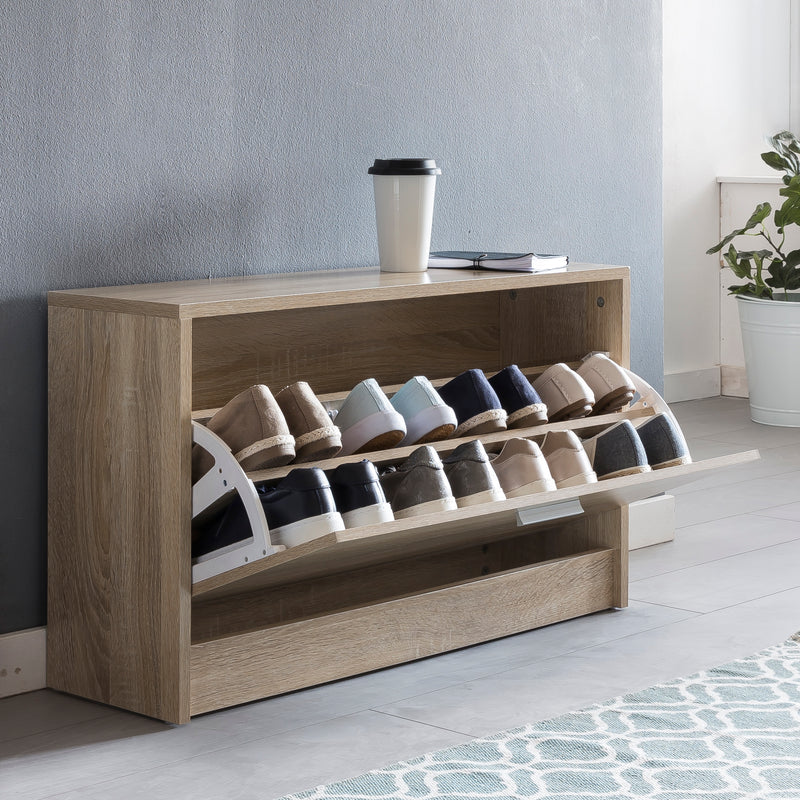 Schuhkipper SPLIT 80x47x24cm Holz Sonoma 1 Fach Flurschrank Ablage
