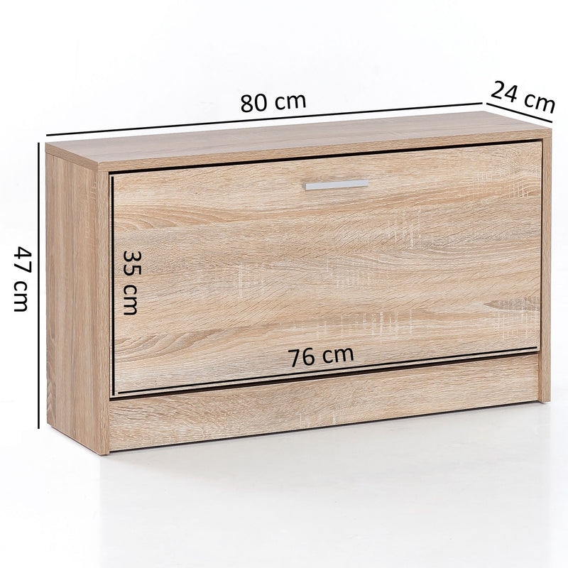 Schuhkipper SPLIT 80x47x24cm Holz Sonoma 1 Fach Flurschrank Ablage