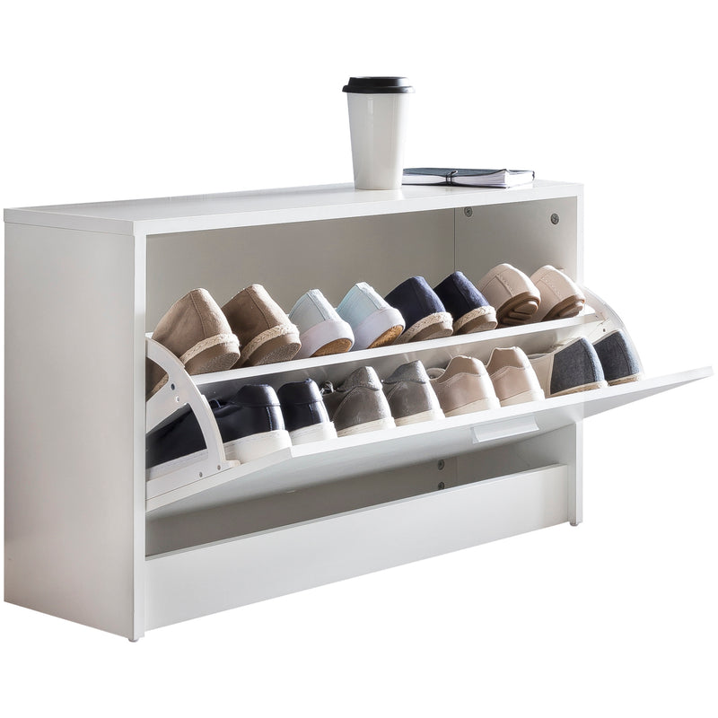 Schuhbank SPLIT Weiß Holz Sitzfläche Stauraum 80x47x24cm Flurmöbel