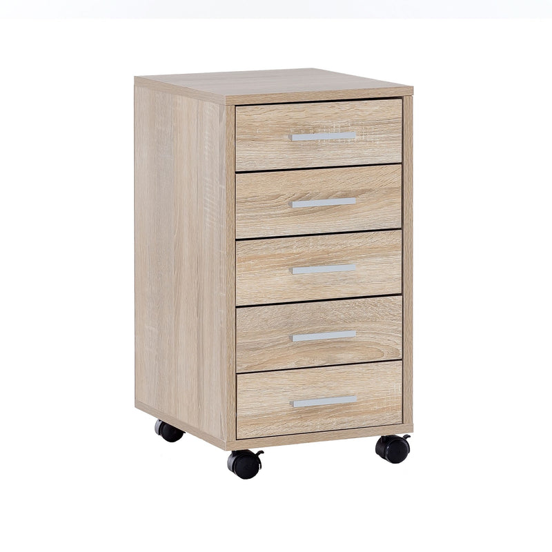 Rollcontainer Sonoma Holz 5 Schubladen Schreibtischcontainer mit Rollen