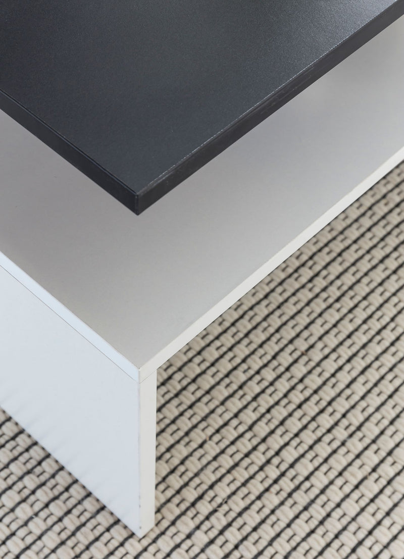 Couchtisch Holz Schwarz Weiß zweiteilig mit Ablage modern 90x43x60cm