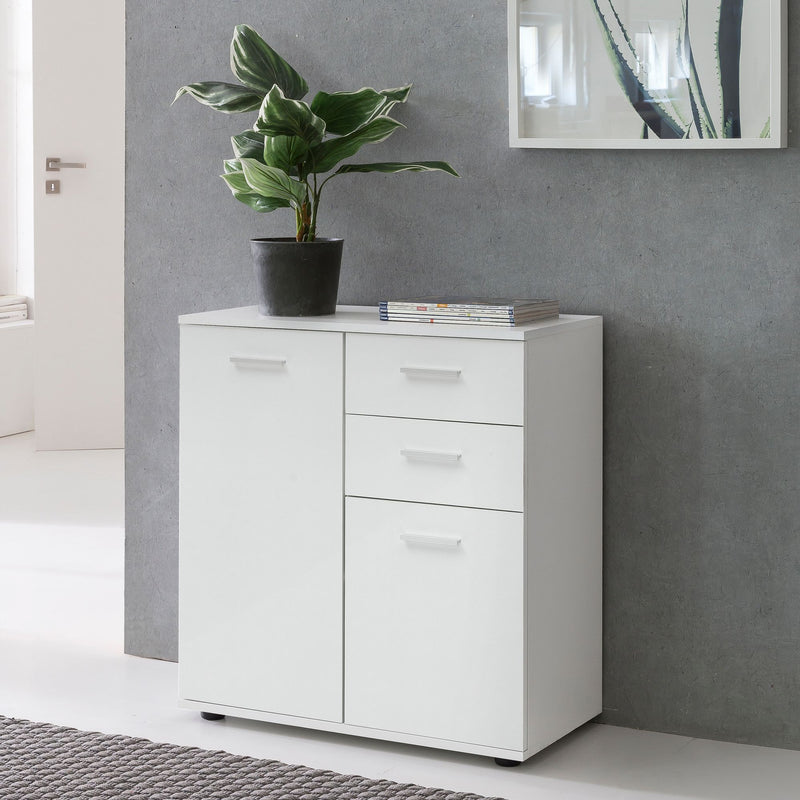 Kommode Schrank 71x78x35,5cm Holz Weiß modern Flurschrank matt