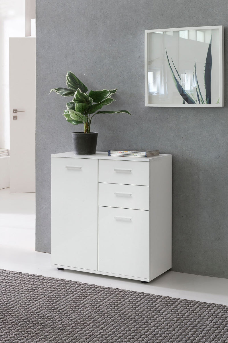 Kommode Schrank 71x78x35,5cm Holz Weiß modern Flurschrank matt