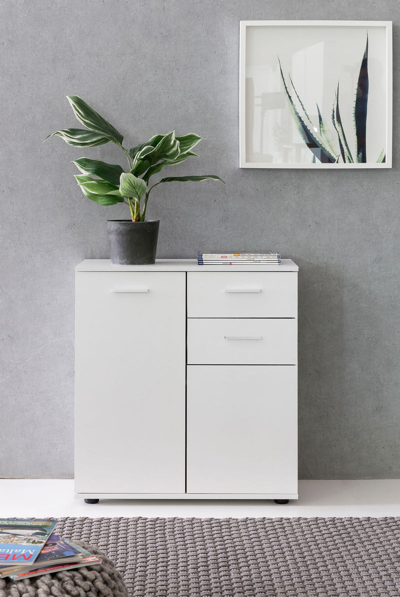 Kommode Schrank 71x78x35,5cm Holz Weiß modern Flurschrank matt