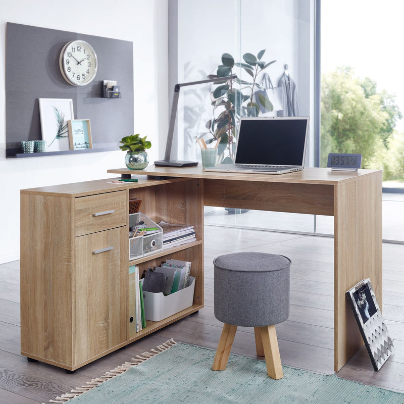 Eckschreibtisch mit Regal Sonoma 120x75,5x106,5cm Modern Home Office