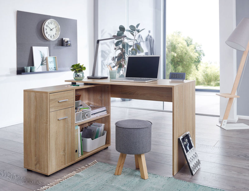 Eckschreibtisch mit Regal Sonoma 120x75,5x106,5cm Modern Home Office