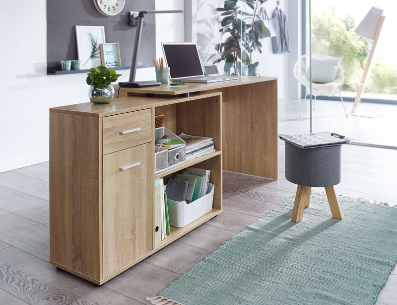 Eckschreibtisch mit Regal Sonoma 120x75,5x106,5cm Modern Home Office
