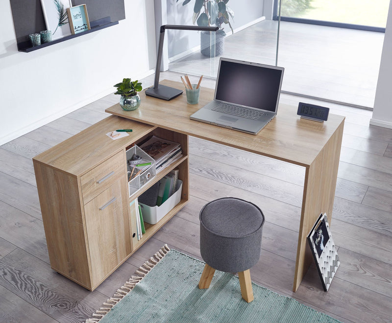 Eckschreibtisch mit Regal Sonoma 120x75,5x106,5cm Modern Home Office