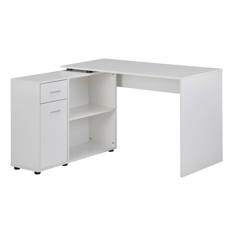 Eckschreibtisch mit Regal Weiß 120x75,5x106,5cm Modern Home Office