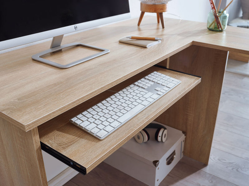 Schreibtischkombination Sonoma 140x75,5x120cm mit Regal & Tastaturauszug