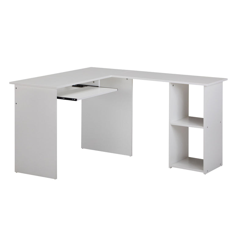 Schreibtischkombination 140x75,5x120cm Weiß Regal Tastaturauszug Modern