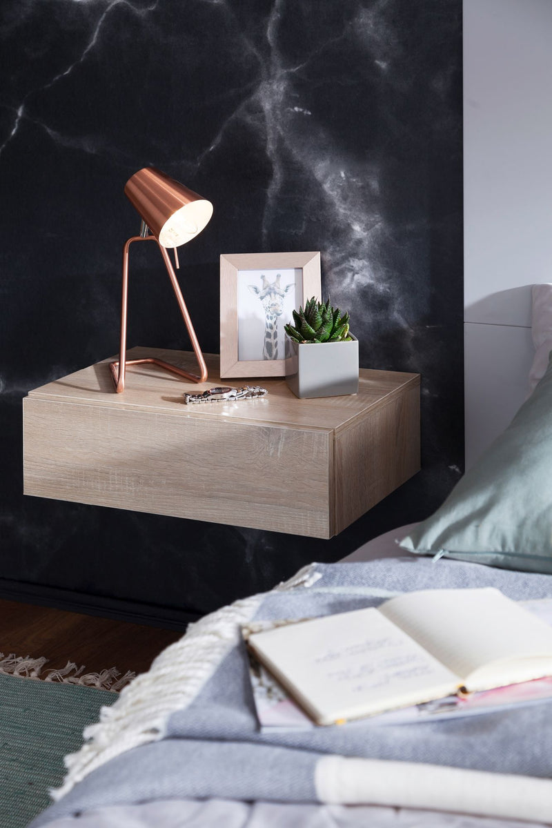Nachtkonsole ZADAR Wandmontage 46x15x30cm Sonoma Holz Schublade