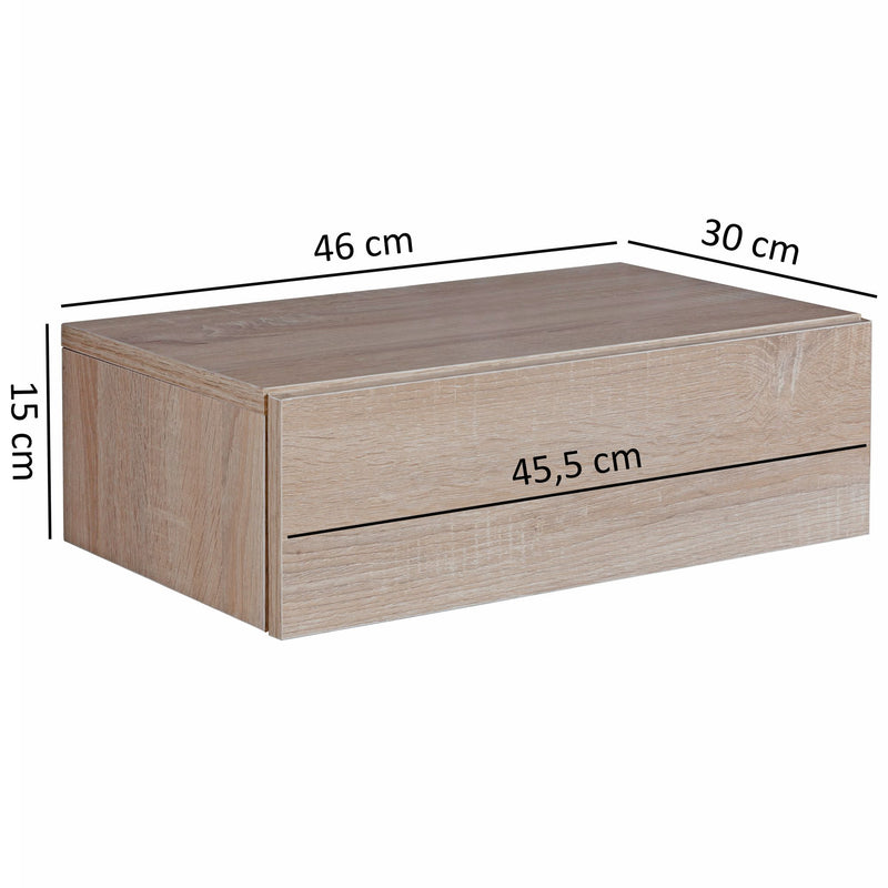 Nachtkonsole ZADAR Wandmontage 46x15x30cm Sonoma Holz Schublade