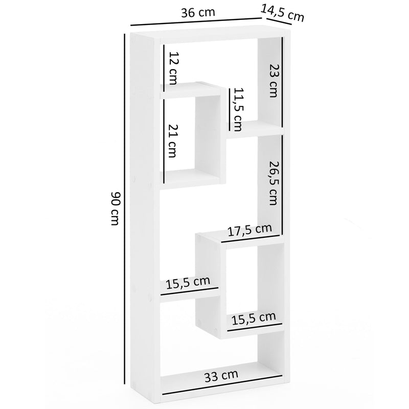 Wandregal Weiß 36x90x13,5cm Holz modern freischwebend Dekoregal