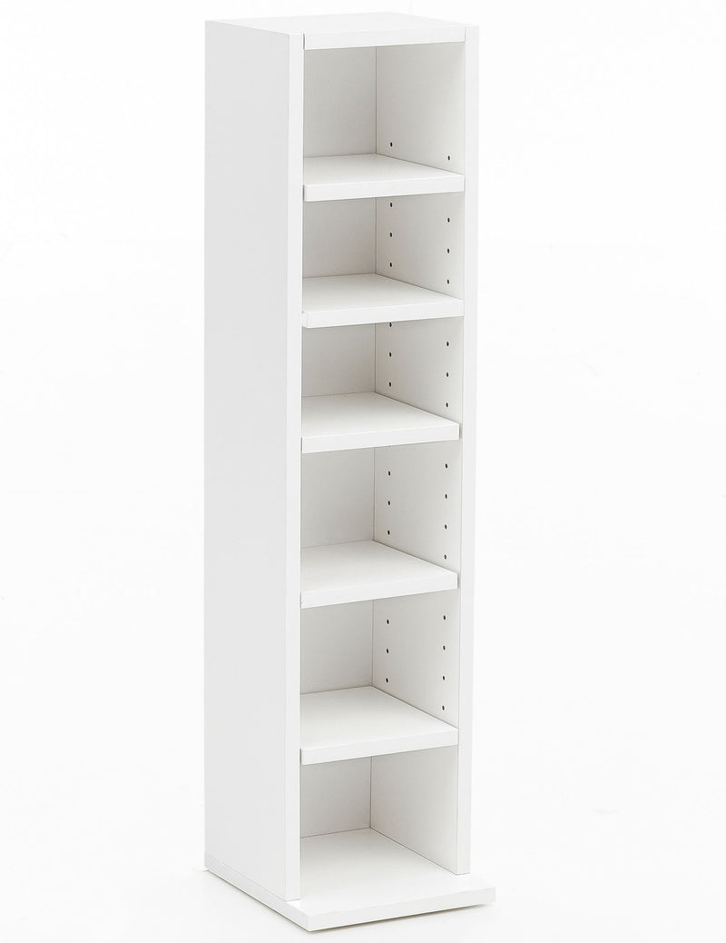 Bücherregal WL5.336 Weiß 21x91x25,5cm 6 Fächer Holz Modern